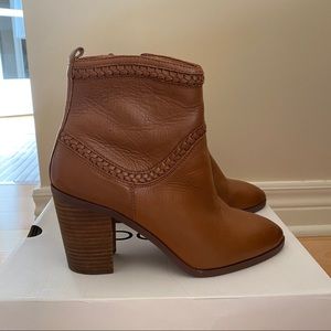 Brown faux leather booties